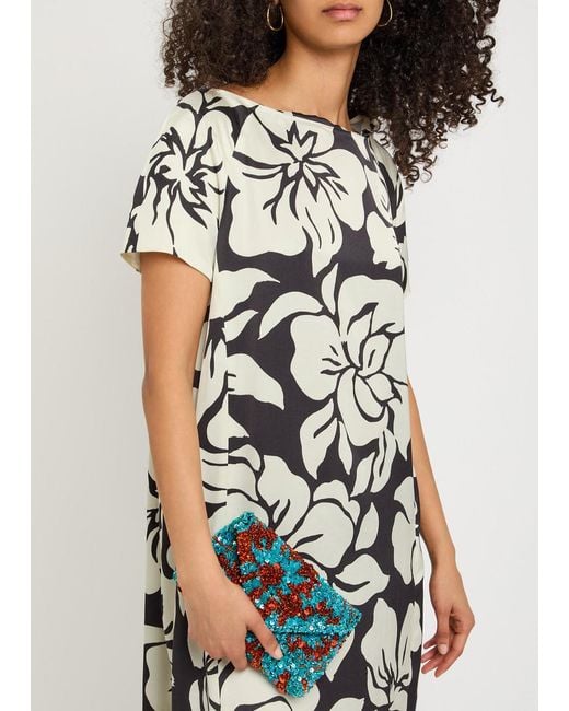 Dries Van Noten Black Davita Floral-Print Satin Midi Dress