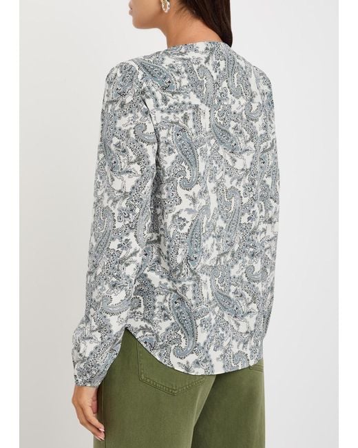 Veronica Beard Gray Farah Printed Silk-Blend Blouse