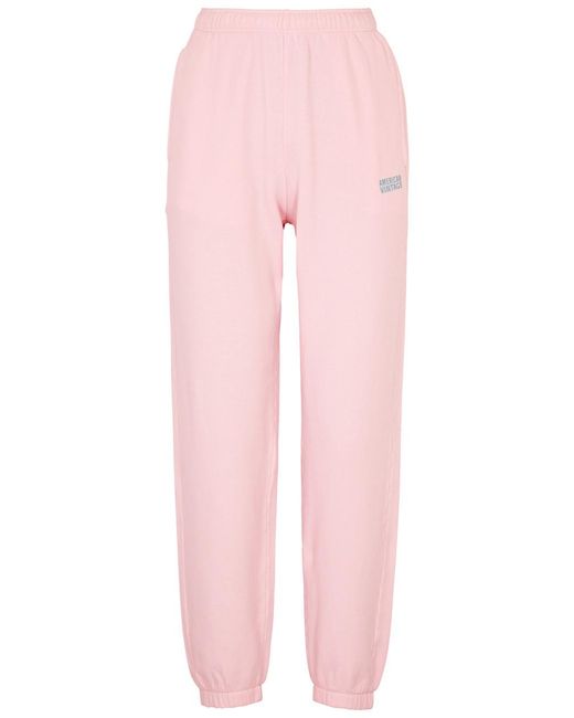 American Vintage Pink Izubird Logo Stretch-cotton Sweatpants