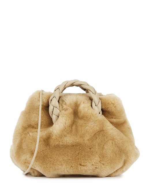 Hereu Leather Bombon Camel Shearling Cross-body Bag in Beige (Natural ...