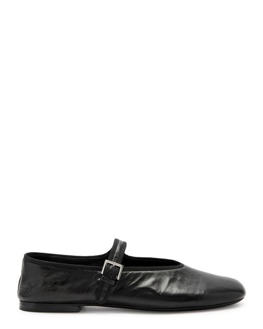 The Row Black Boheme Leather Mary Jane Flats