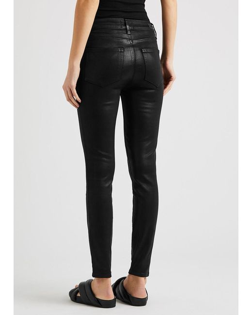 PAIGE Black Hoxton Ankle Coated Skinny Jeans