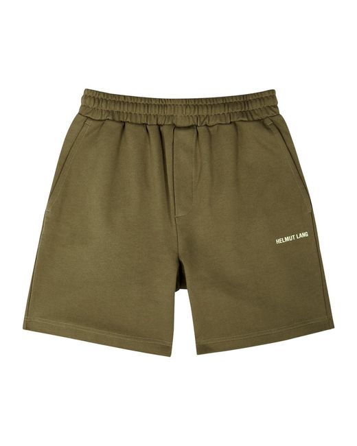 Helmut Lang Green Outer Space Logo Cotton Shorts for men