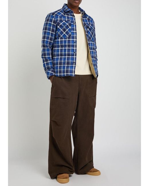 Moncler Blue Quilted Checked Stretch-Cotton Overshirt for men