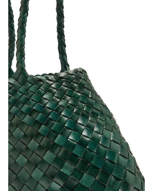 Dragon Diffusion Green Santa Croce Big Woven Leather Tote Bag