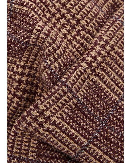 Inverni Brown Checked Wool And Cashmere-blend Beanie