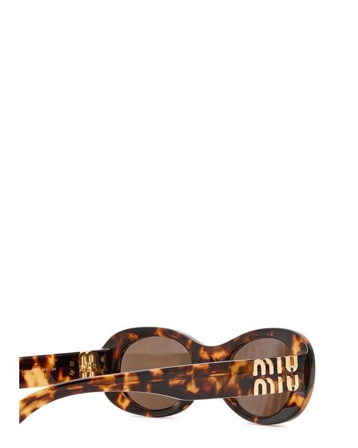 Miu Miu Brown Oval-Frame Sunglasses