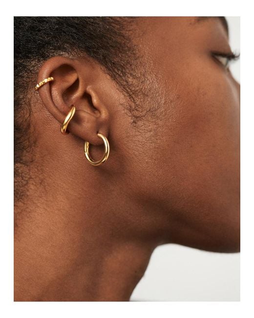 Missoma Metallic Tunnel Medium 18Kt-Plated Hoop Earrings