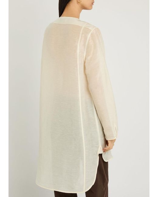 Tory Burch Natural Pintucked Linen And Silk-Blend Tunic