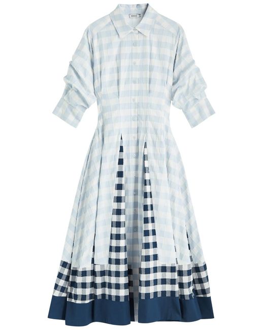 Jonathan Simkhai Blue Jazz Gingham Cotton Midi Dress