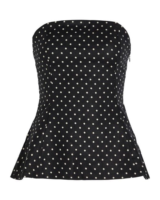 Faithfull The Brand Black Petro Polka Dot Linen Top