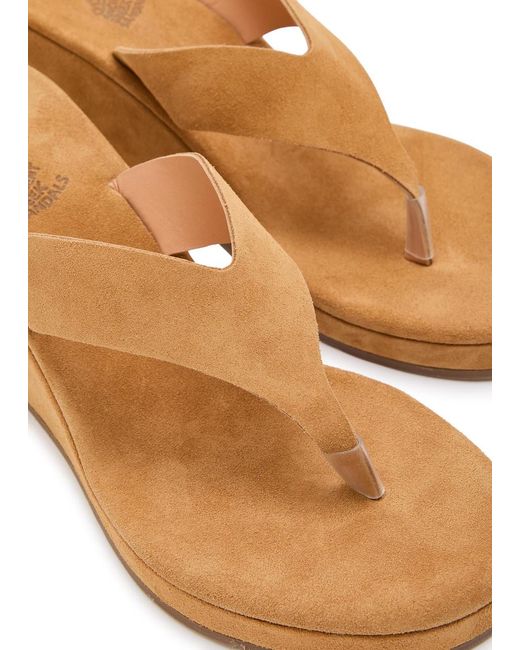 Ancient Greek Sandals Brown Charys Suede Wedges