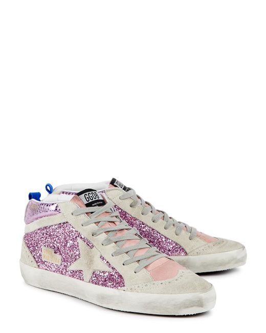 Golden Goose Deluxe Brand Mid Star Pink Glittered Sneakers
