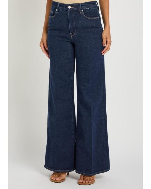 GOOD AMERICAN Blue Good Waist Palazzo Wide-Leg Jeans