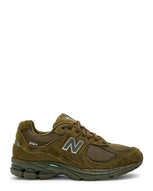 New Balance Green 2002R Panelled Suede And Mesh-Knit Sneakers