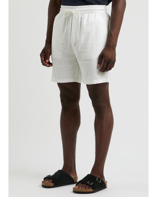 Les Deux White Otto Linen-Blend Shorts for men