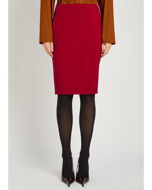 Saint Laurent Red Woven Midi Skirt