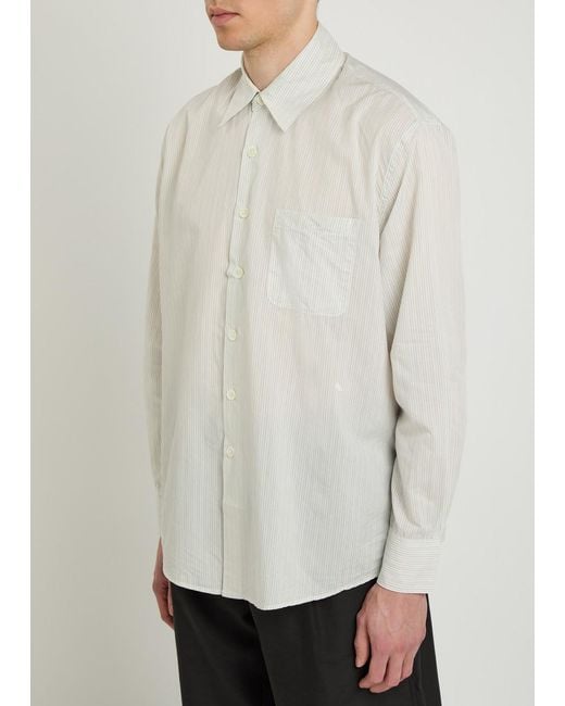 Our Legacy White Above Pinstriped Cotton-Blend Shirt for men