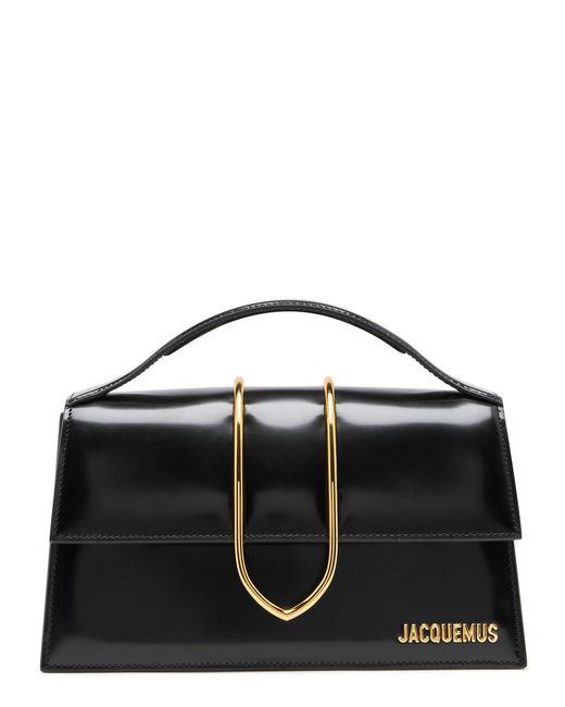 Jacquemus Black Le Grand Bambino Glossed Leather Top Handle Bag