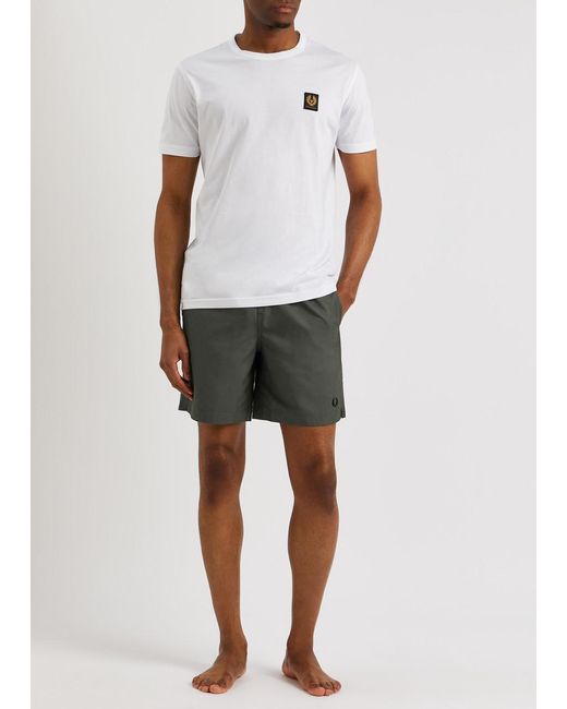 Fred Perry Green Logo-embroidered Shell Swim Shorts for men