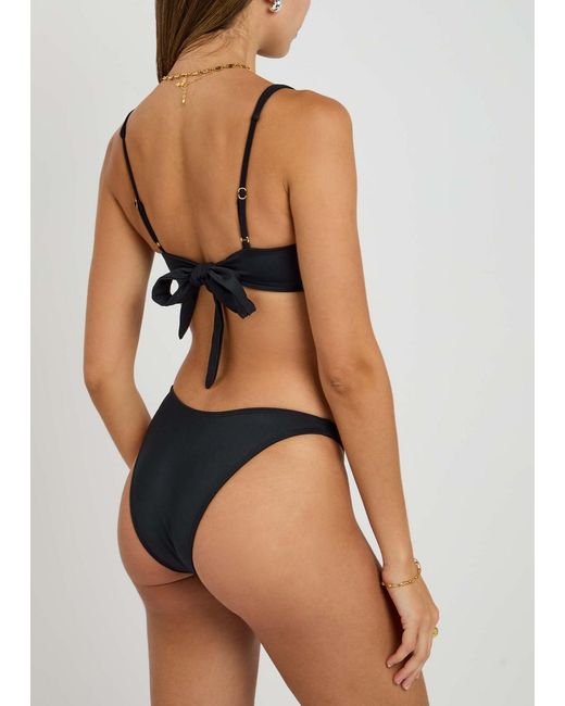 Away That Day Black Lido Unidici Scoop Neck Designer Bikini, Light, L