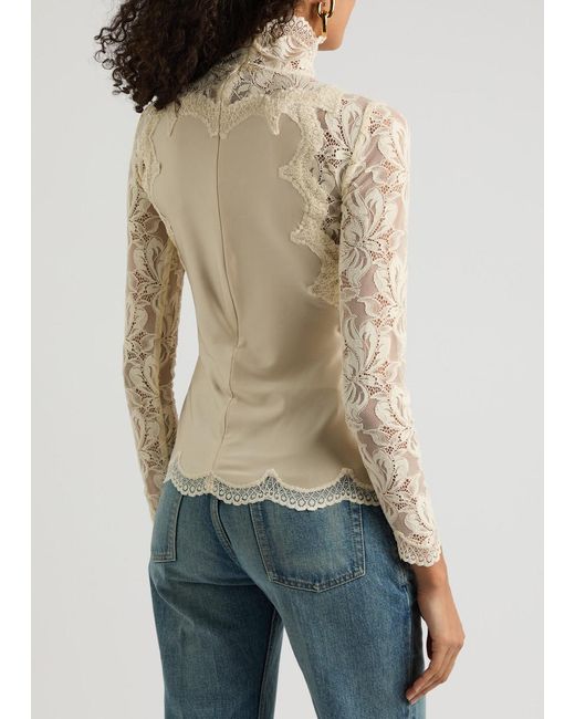 Rabanne White Panelled Lace And Satin Top