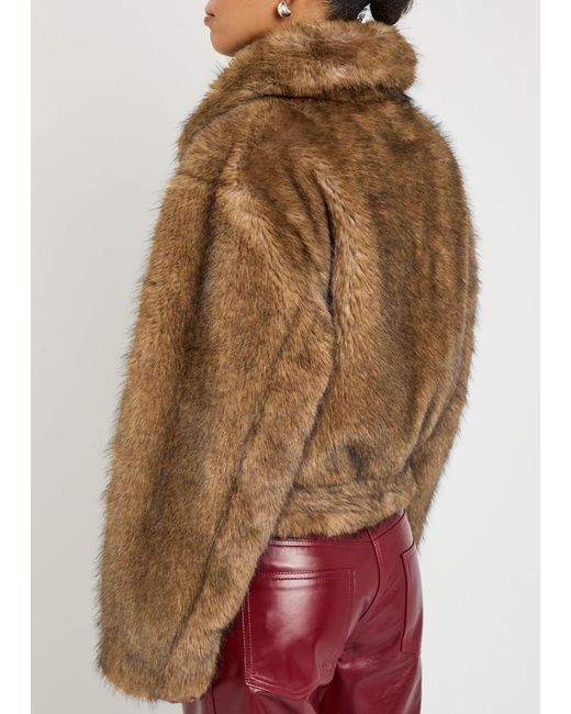 Stand Studio Brown Lena Quilted Faux Fur Jacket