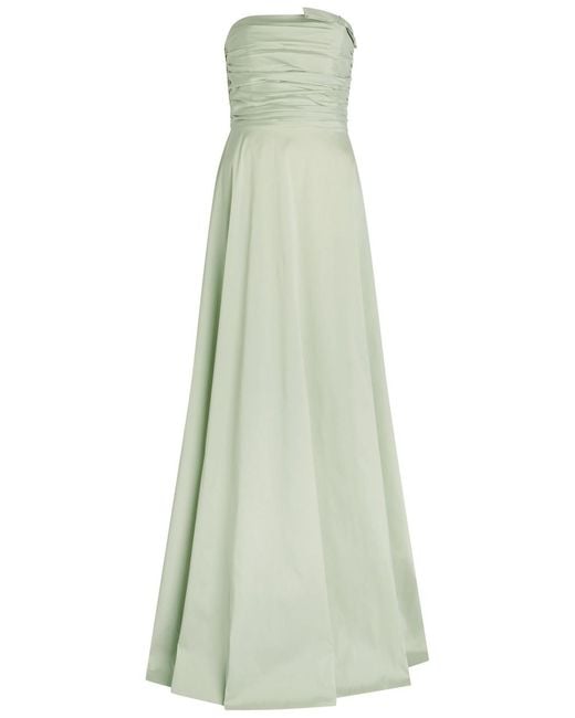 BERNADETTE Green Lucinda Ruched Taffeta Maxi Dress