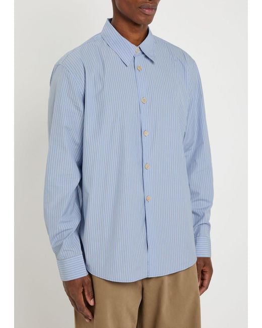 Our Legacy Blue Beyond Pinstriped Cotton-Poplin Shirt for men