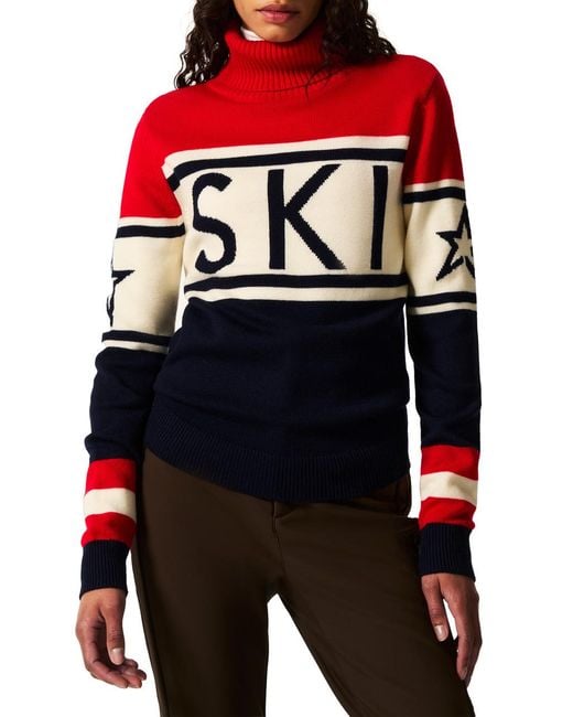 Perfect Moment Red Schild Roll-Neck Merino Wool Sweater