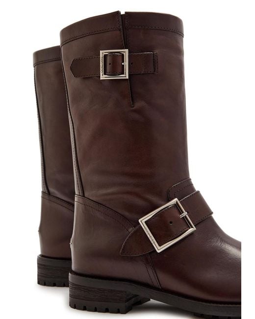 Jimmy Choo Brown Biker Leather Mid-Calf Boots