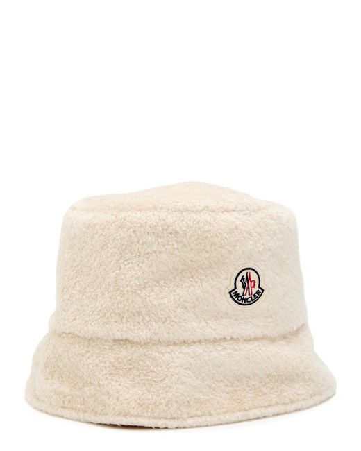 Moncler Natural Reversible Logo Fleece And Shell Bucket Hat