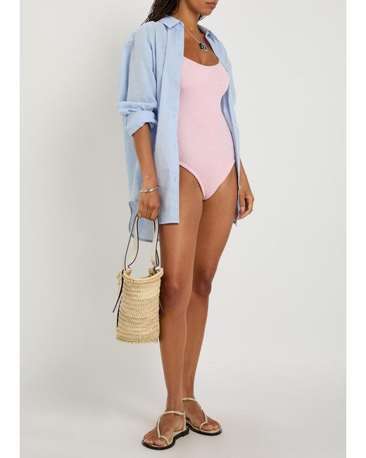 Hunza G Pink Pamela Crinkle Swimsuit