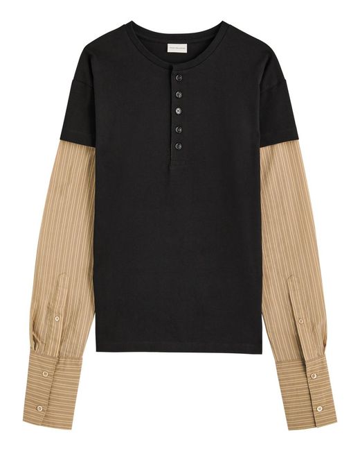 Dries Van Noten Black Hesma Layered Cotton-Blend Top