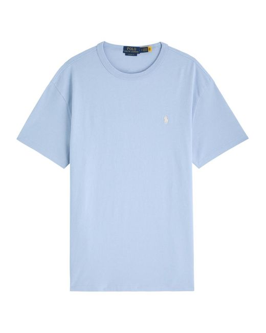 Polo Ralph Lauren Logo-Embroidered Cotton T-Shirt in Blue