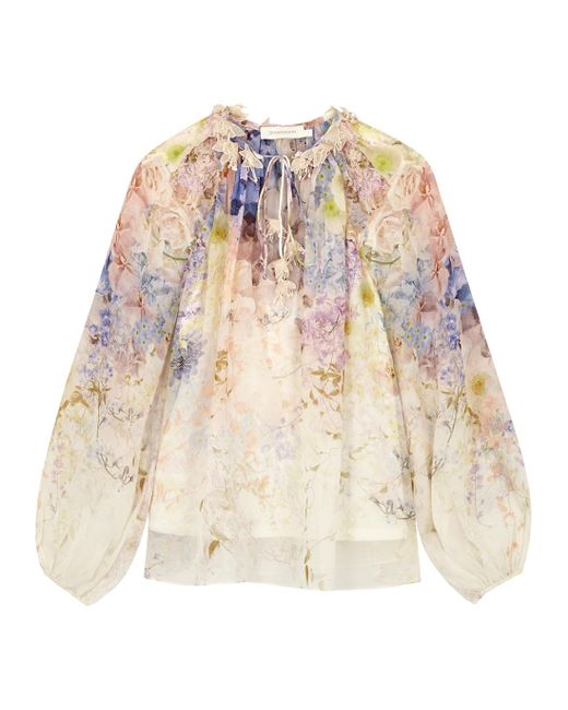 Zimmermann Rythmic Billow Floral-print Chiffon Blouse | Lyst UK