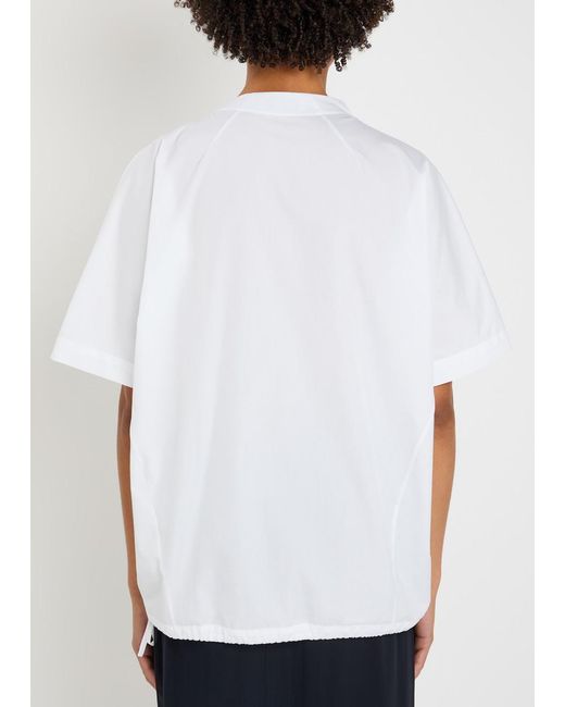 Dries Van Noten White Curbin Bow-Embellished Cotton-Poplin T-Shirt