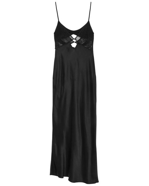 Bec & Bridge Black Nora Lace And Satin Maxi Dress