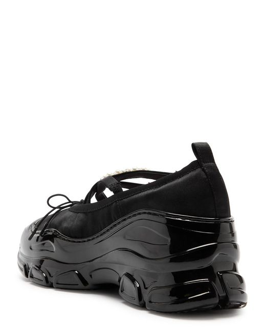 Simone Rocha Black Embellished Satin Sneakers
