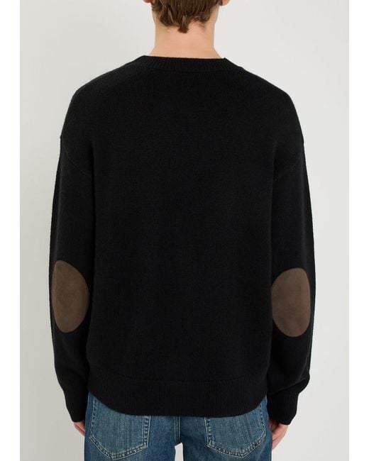 FRAME Black Suede Patch Wool-Blend Jumper for men