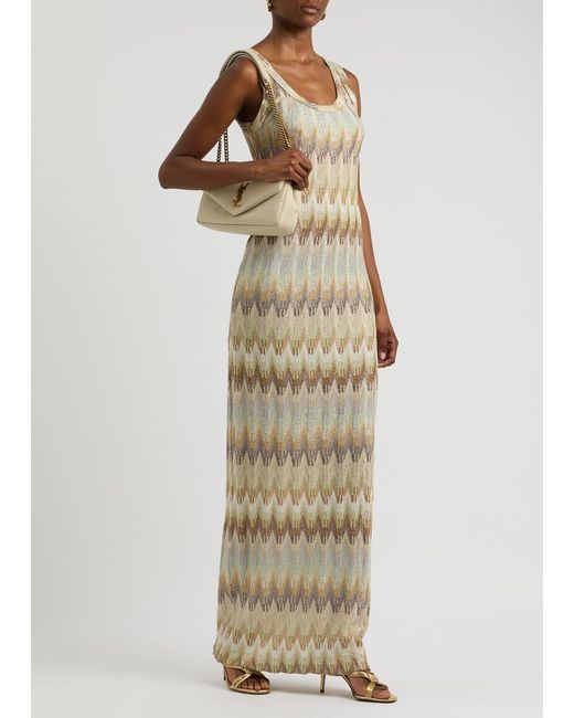 Missoni Natural Zigzag Metallic Fine-Knit Maxi Dress