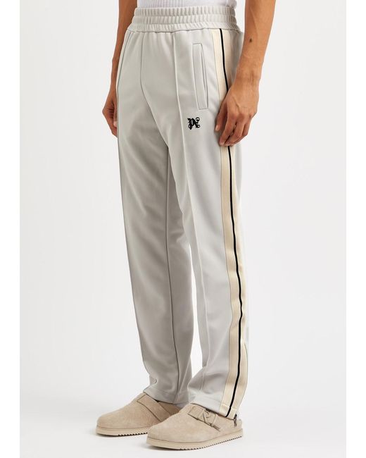 Palm Angels White Logo Striped Jersey Track Pants for men