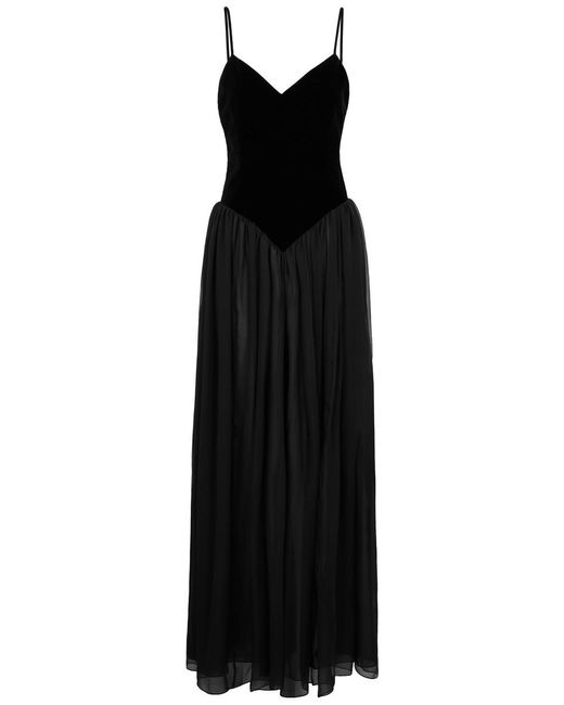 Chloé Black Velvet And Silk Maxi Dress