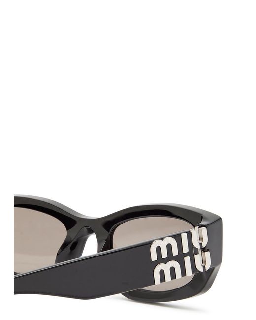 Miu Miu Black Glimpse Rectangle-Frame Sunglasses