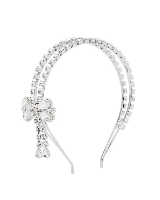 Alessandra Rich White Crystal-Embellished Headband