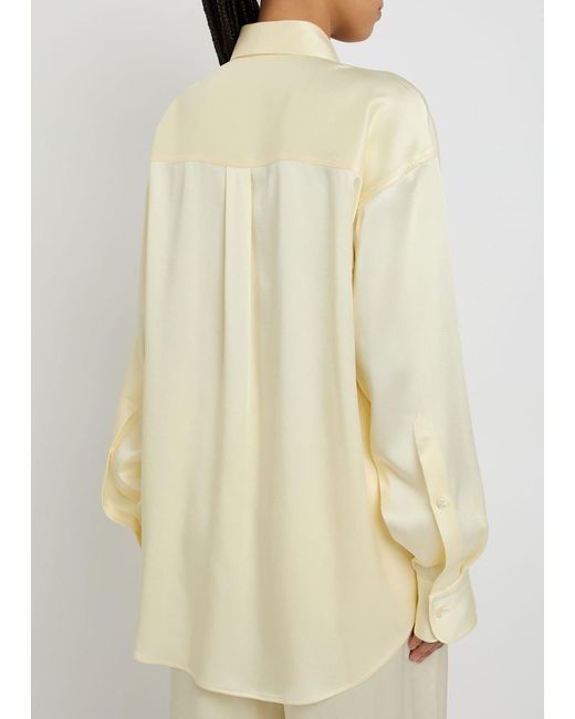 Stella McCartney Natural Faux Pearl-Embellished Satin Shirt