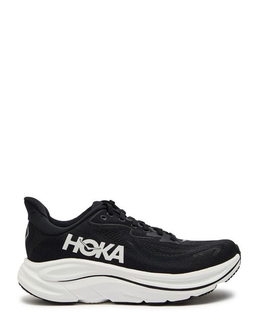 Hoka One One Black Clifton 10 Mesh-Knit Sneakers