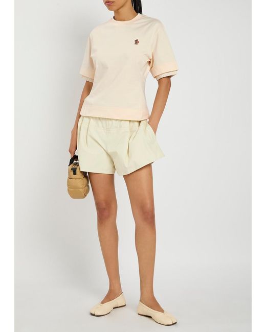 Moncler Natural Logo-Appliquéd Stretch-Cotton T-Shirt