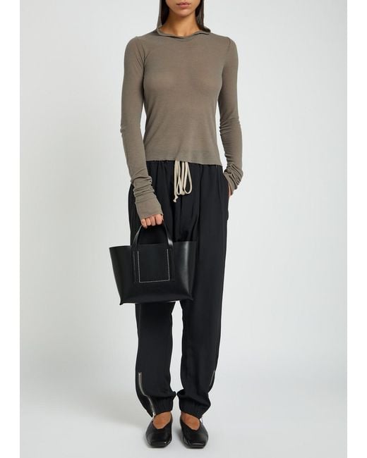 Rick Owens Black Shopper Small Leather Tote Bag