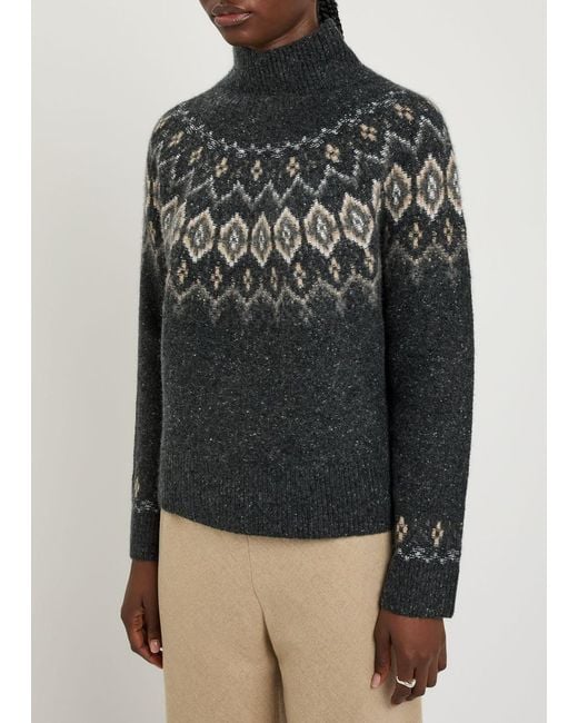 Vince Black Fair Isle Cashmere Jumper
